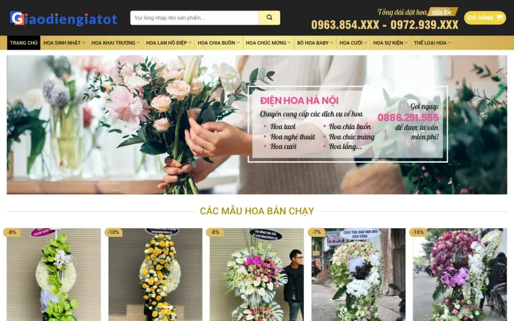 Mẫu Website Điện Hoa Khai Trương, Lan Hồ Điệp – SHOPHOA4