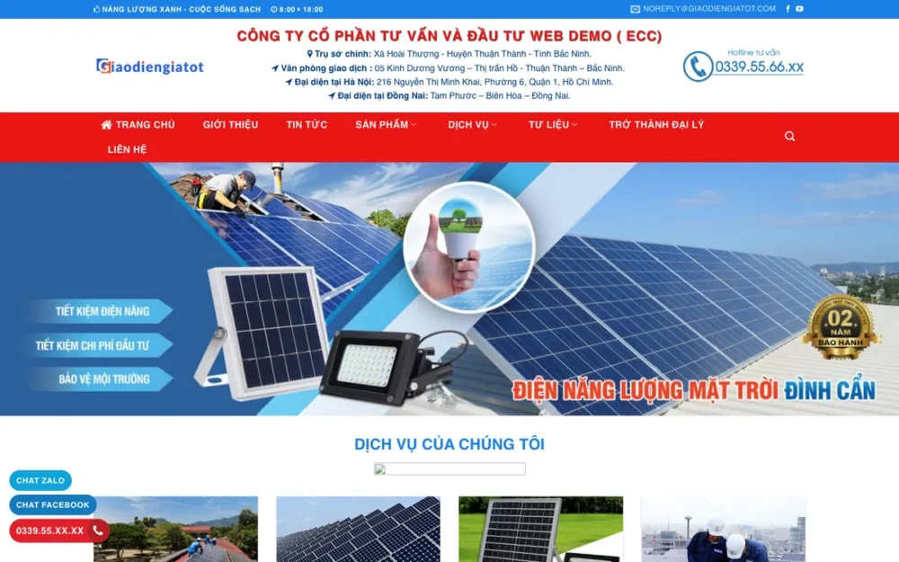 Mẫu Website Điện Mặt Trời Hòa Lưới, Thiết Bị Solar – SOLAR2
