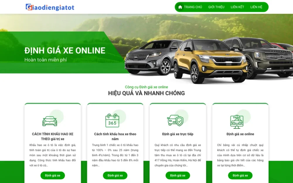 Mẫu Website Định Giá Xe Ô Tô Cũ Online – DINHGIAXECU