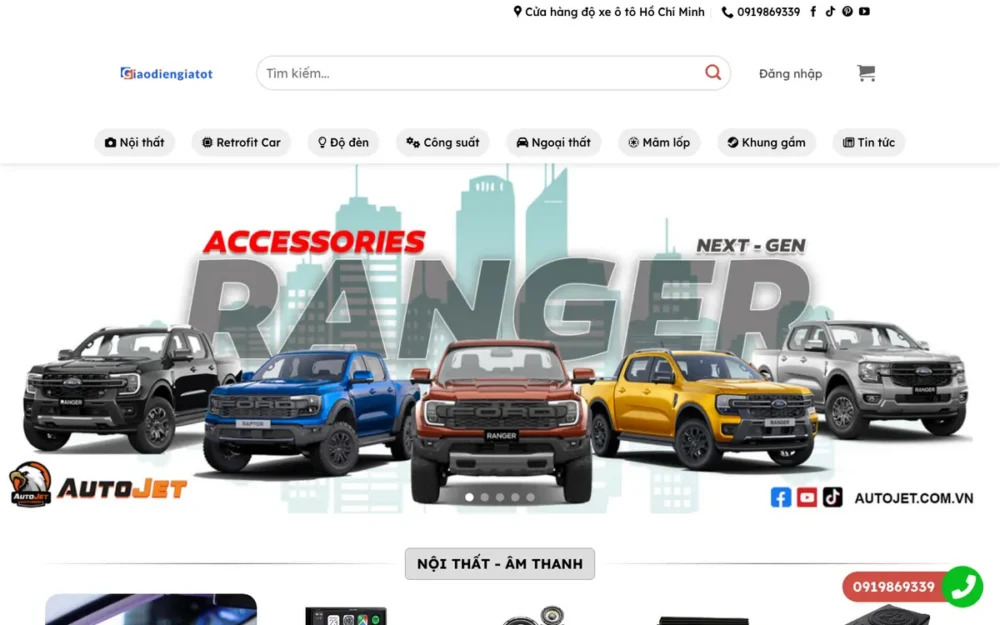 Mẫu Website Độ Âm Thanh & Phụ Kiện Ô Tô – AUTOJET
