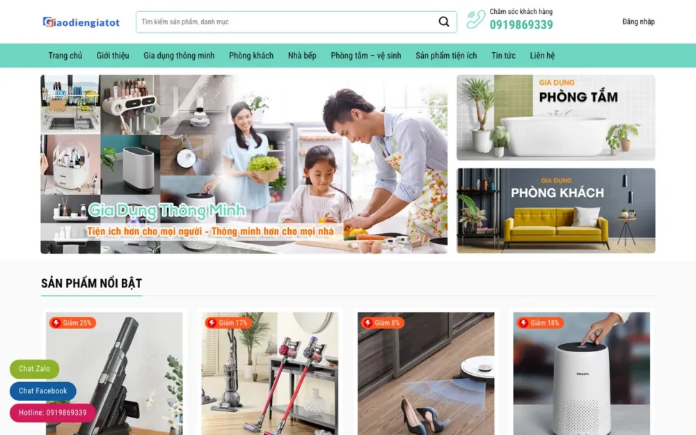 Mẫu Website Đồ Gia Dụng Thông Minh Theo Phòng – GIADUNG1