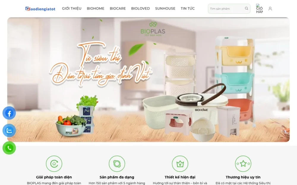 Mẫu Website Đồ Nhựa Gia Dụng & Tẩy Rửa Sinh Học – GIADUNGBIO