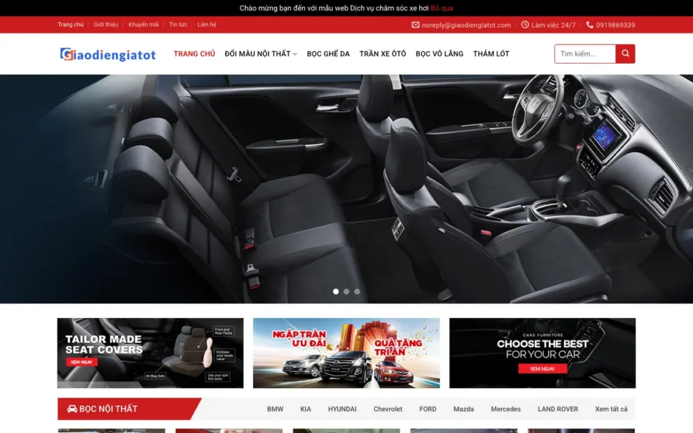 Mẫu Website Độ Nội Thất Ô Tô, Bọc Ghế Da, Trần Sao – SALECAR2