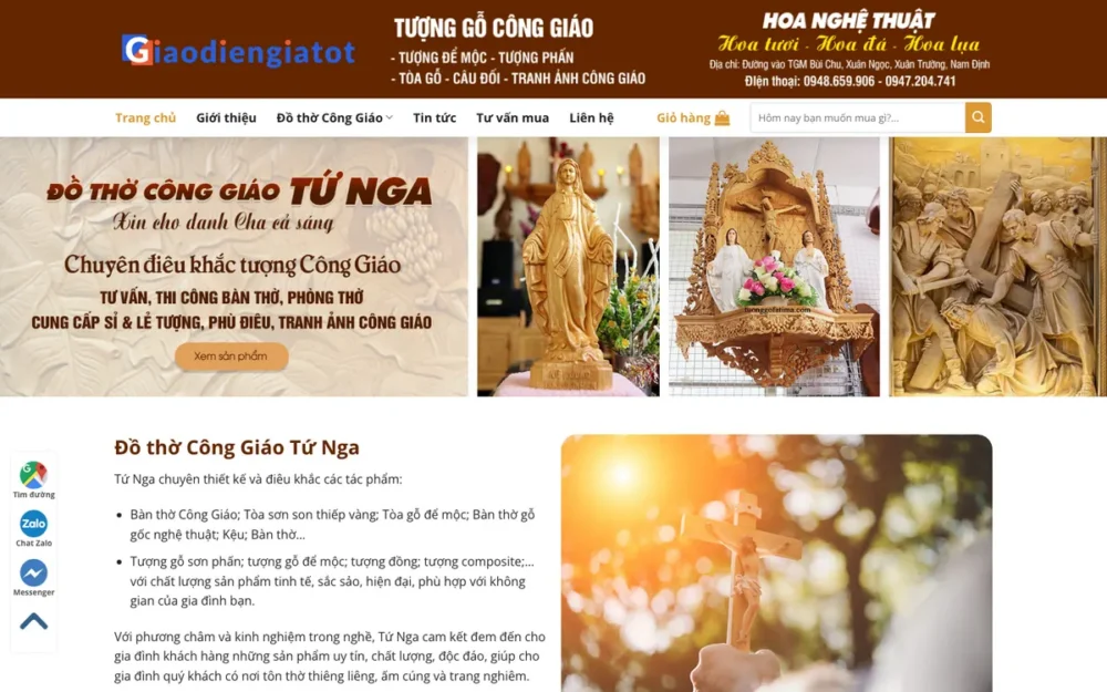Mẫu Website Đồ Thờ Công Giáo, Tượng & Bàn Thờ – DOTHO