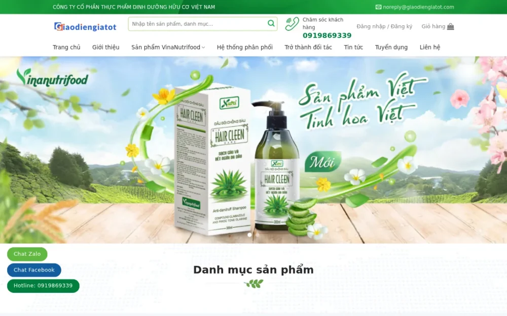 Mẫu Website Doanh Nghiệp Thực Phẩm Dinh Dưỡng – THUCPHAM15