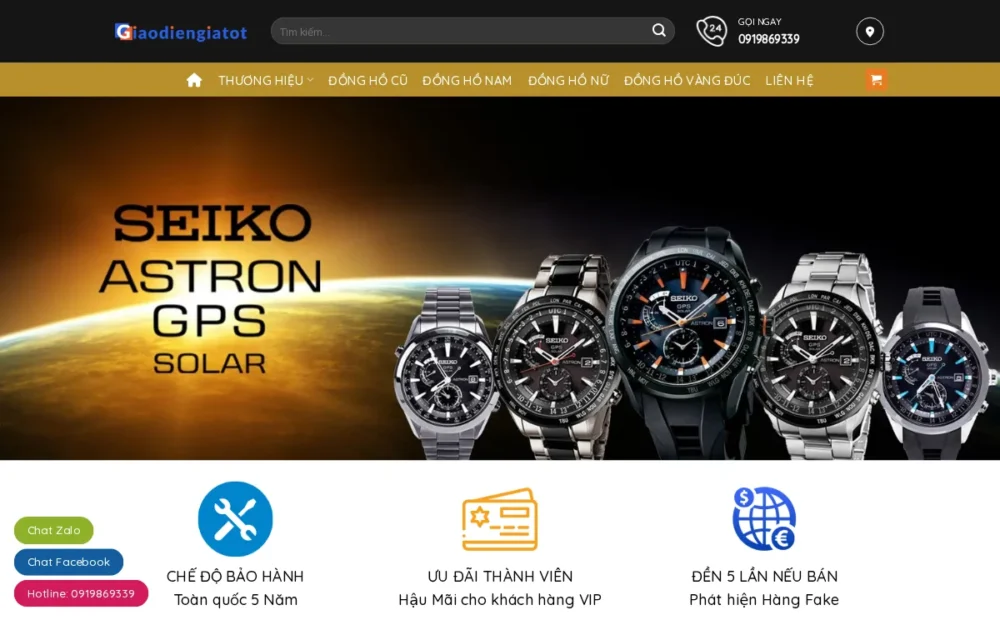 Mẫu Website Đồng Hồ Chính Hãng & Đồng Hồ Cũ – DONGHO3