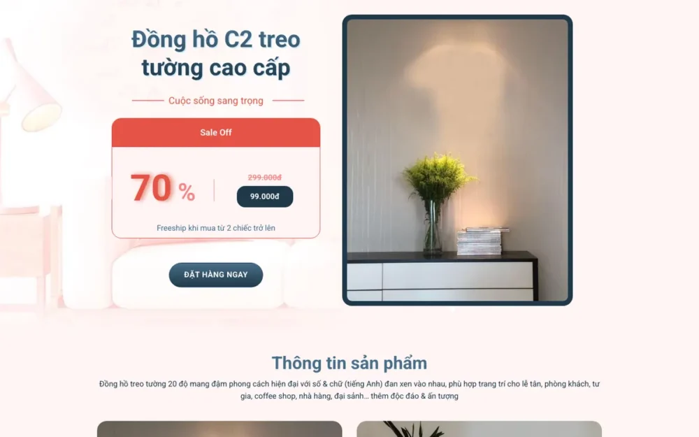 Mẫu Website Đồng Hồ Dán Tường 3D, Landing Page – DONGHODANTUONG3D