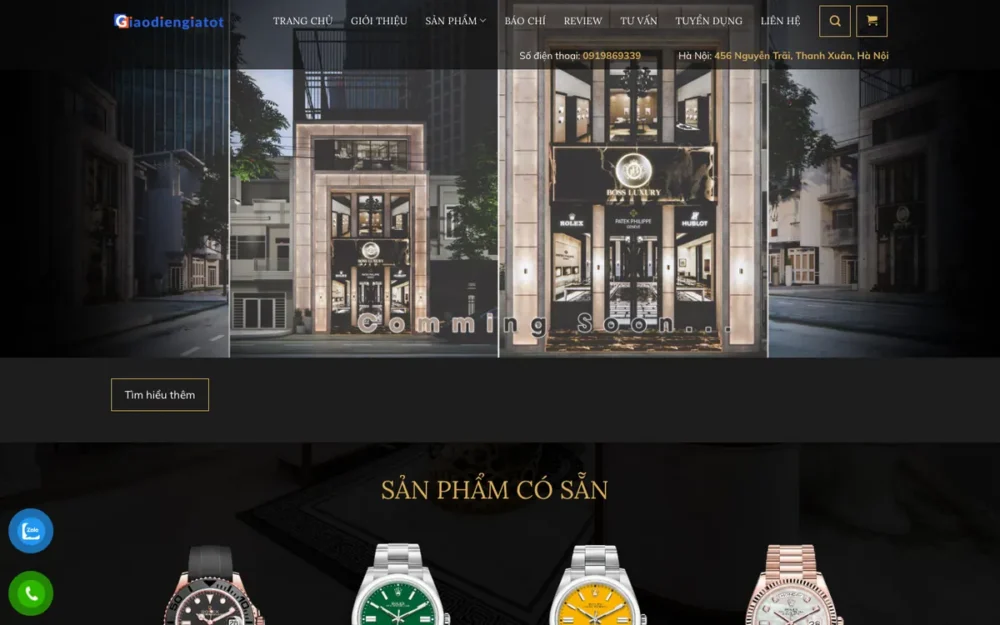 Mẫu Website Đồng Hồ Hàng Hiệu Cao Cấp Tông Tối – DONGHO1