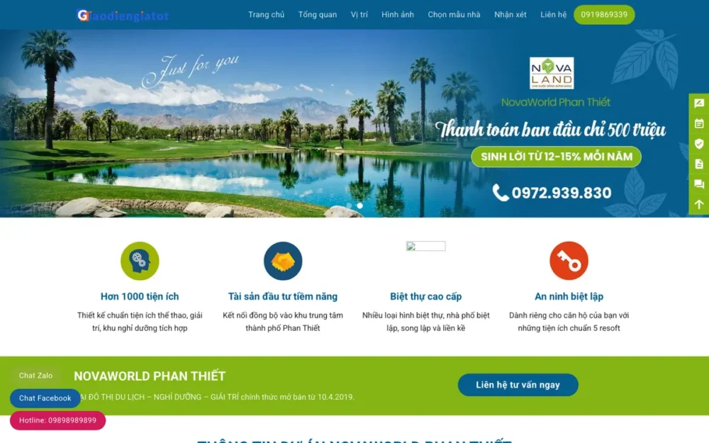 Mẫu Website Dự Án Biệt Thự Nghỉ Dưỡng Biển – BDS6