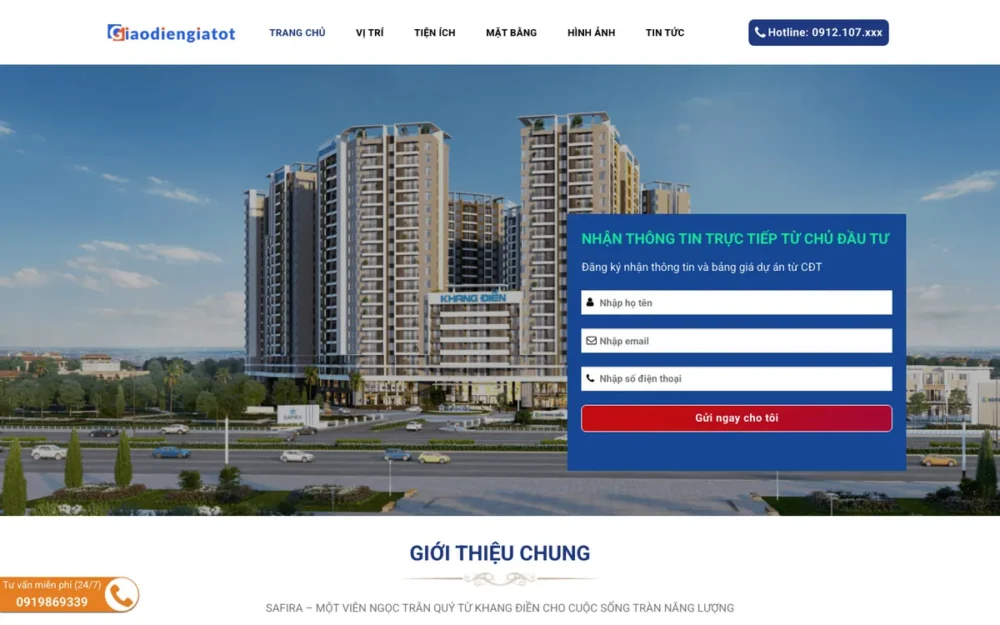 Mẫu Website Dự Án Căn Hộ Nhận Đặt Cọc, Xem 360 – BDS26