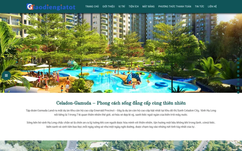 Mẫu Website Dự Án Căn Hộ Khu Đô Thị Xanh Có VR Tour – BDS2