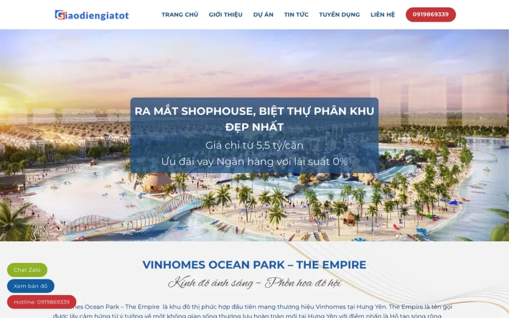 Mẫu Website Dự Án Đại Đô Thị Shophouse, Biệt Thự – BDS32