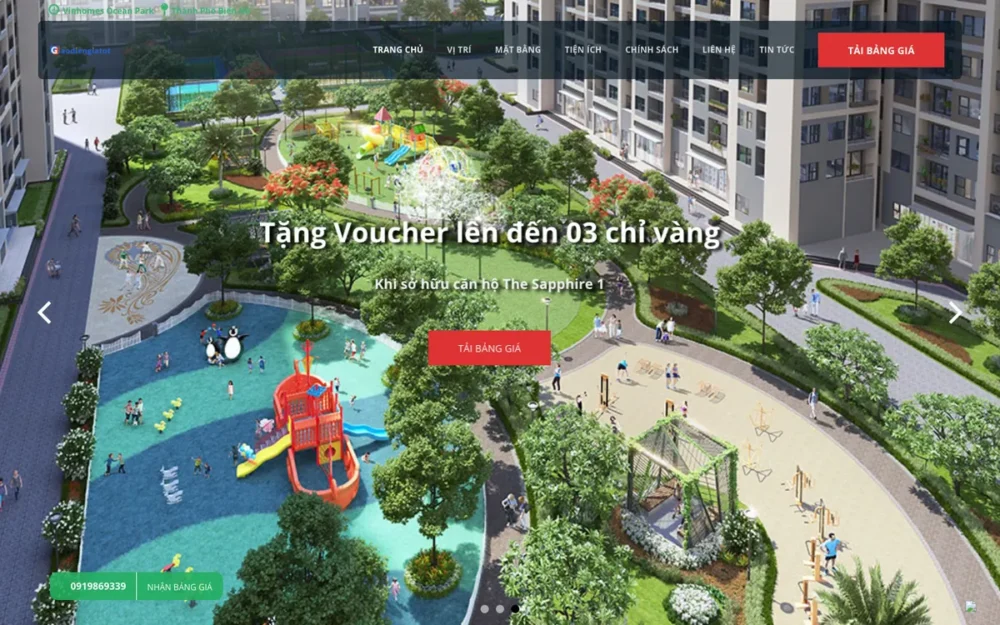 Mẫu Website Dự Án Shophouse, Liền Kề Tải Bảng Giá – BDS22