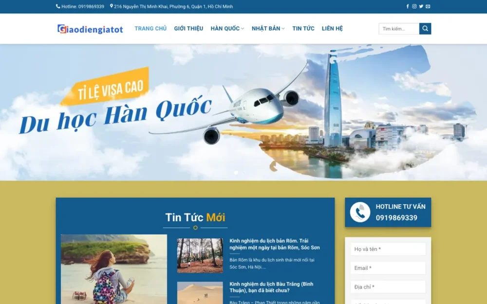 Mẫu Website Du Học Hàn Quốc & Nhật Bản – DUHOCHANQUOC