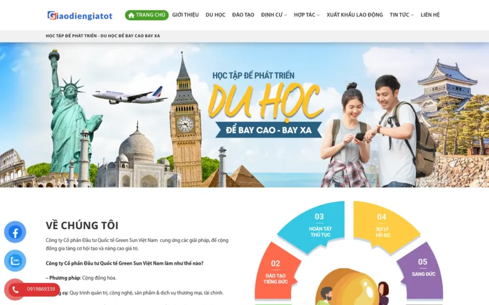 Mẫu Website Du Học Nghề & Định Cư Đức – DUHOCNEW