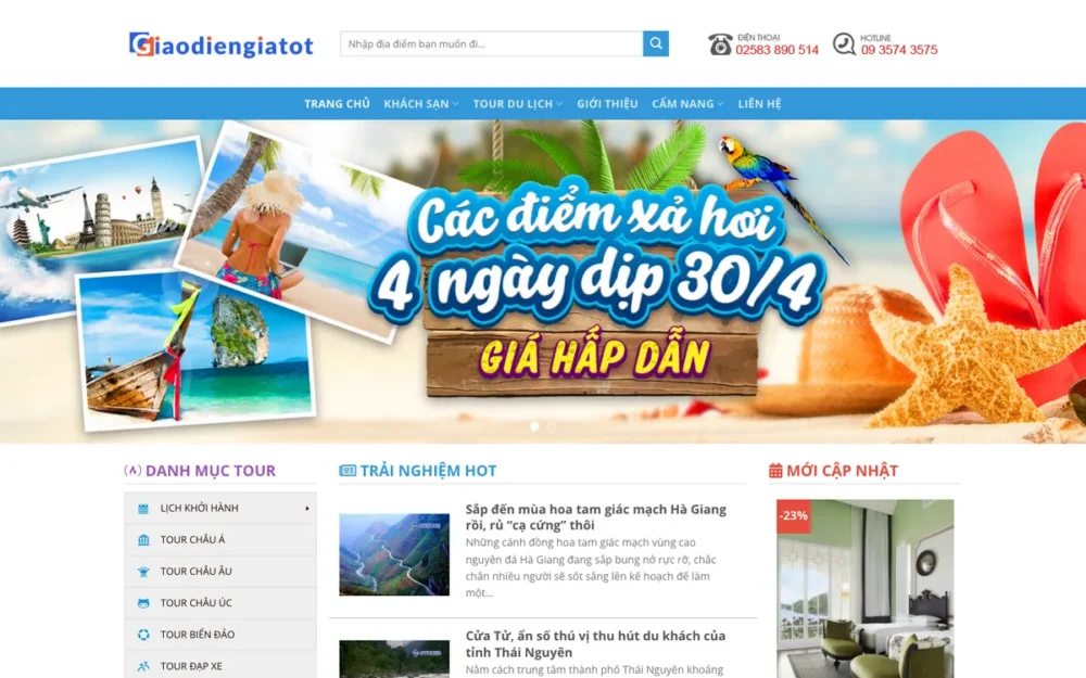 Mẫu Website Du Lịch Dạng Cổng Tin, Nhiều Chuyên Mục – DULICH6