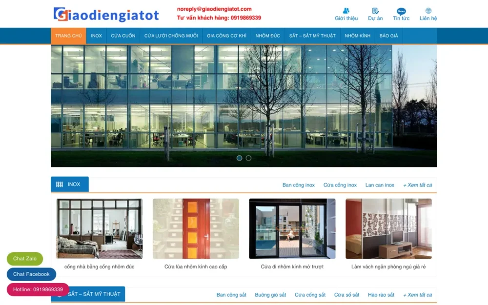 Mẫu Website Gia Công Cơ Khí Inox, Cửa Cuốn – GIACONGCOKHI