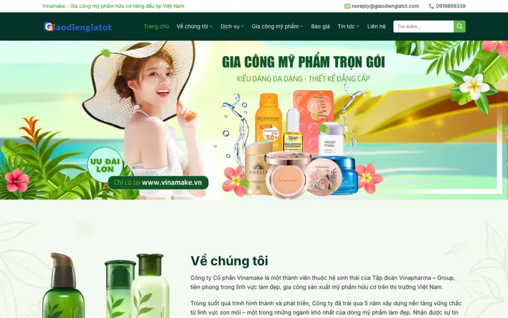 Mẫu Website Gia Công Mỹ Phẩm & Bao Bì Chai Lọ – BAOBI