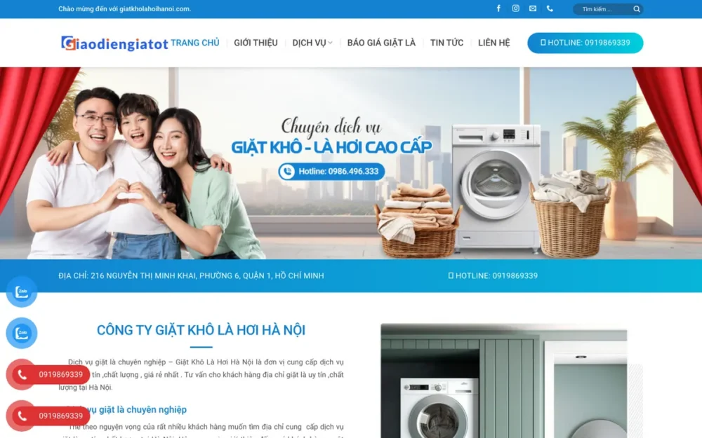 Mẫu Website Dịch Vụ Giặt Khô Là Hơi – GIATKHOLAHOIHANOI