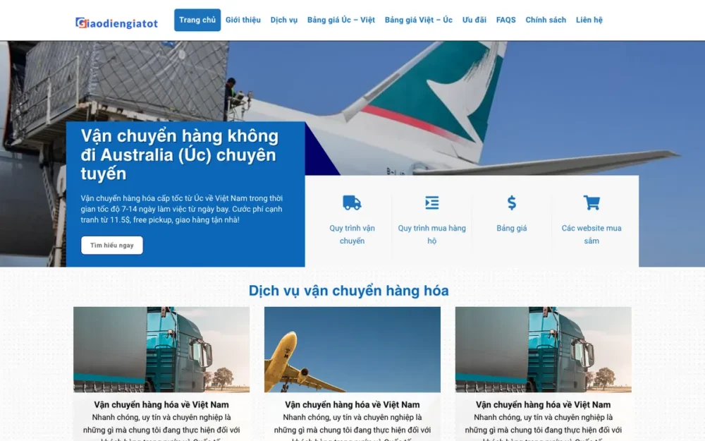 Mẫu Website Gửi Hàng Úc – Việt, Mua Hộ Hàng Úc – VANCHUYENUC