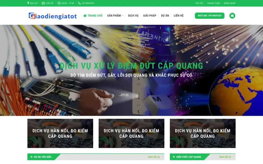 Mẫu Website Dịch Vụ Hàn Cáp Quang & Thiết Bị Quang – HNK1