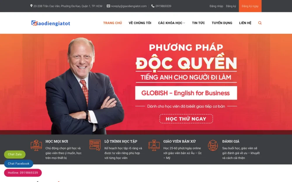 Mẫu Website Học Tiếng Anh Online 1-1 Cho Người Đi Làm – EDU9