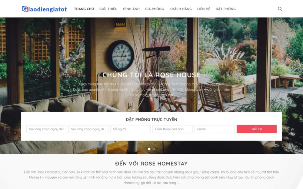 Mẫu Website Homestay Biệt Thự Nguyên Căn Một Trang – KHACHSAN2