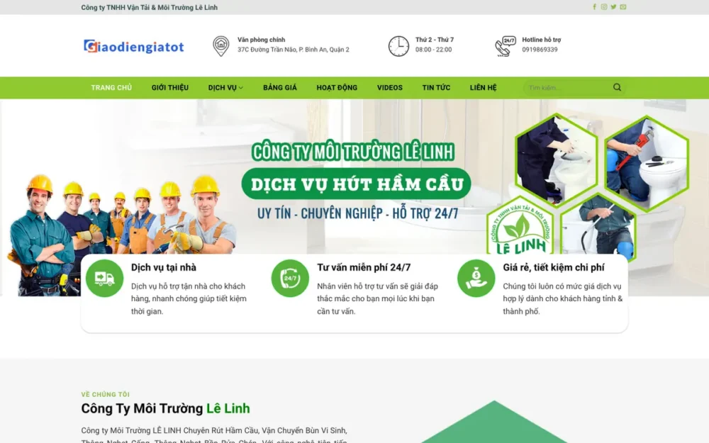 Mẫu Website Dịch Vụ Hút Hầm Cầu, Thông Cống – VESINH2