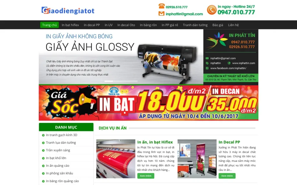 Mẫu Website In Bạt Hiflex, Decal & Băng Rôn – INBAT