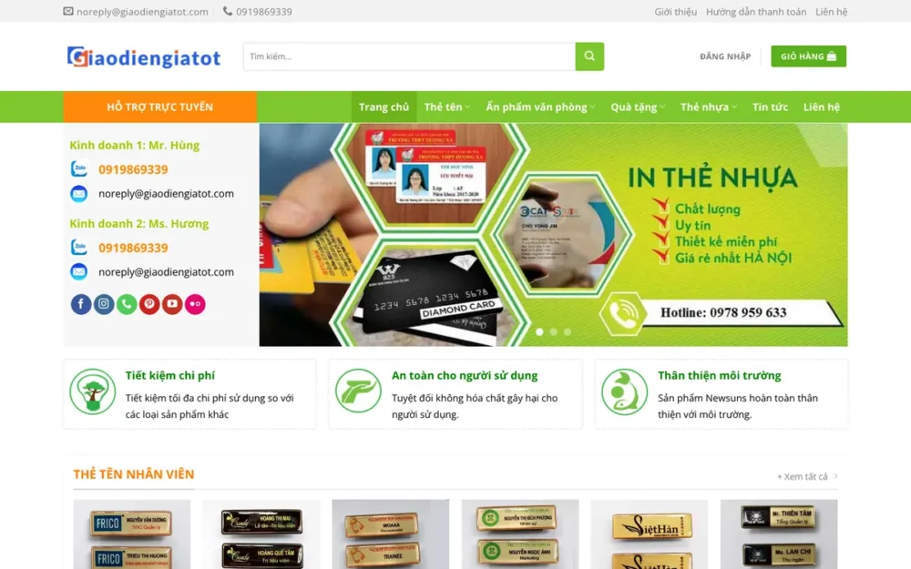 Mẫu Website In Thẻ Tên, Biển Chức Danh Mica – MICA2