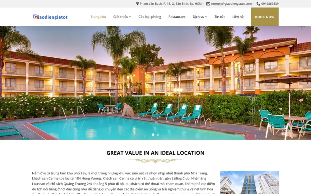 Mẫu Website Khách Sạn Biển Kèm Tour & Nhà Hàng – KHACHSAN3