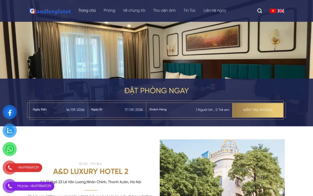 Mẫu Website Khách Sạn Thành Phố Hai Cơ Sở – LUXURYHOTEL