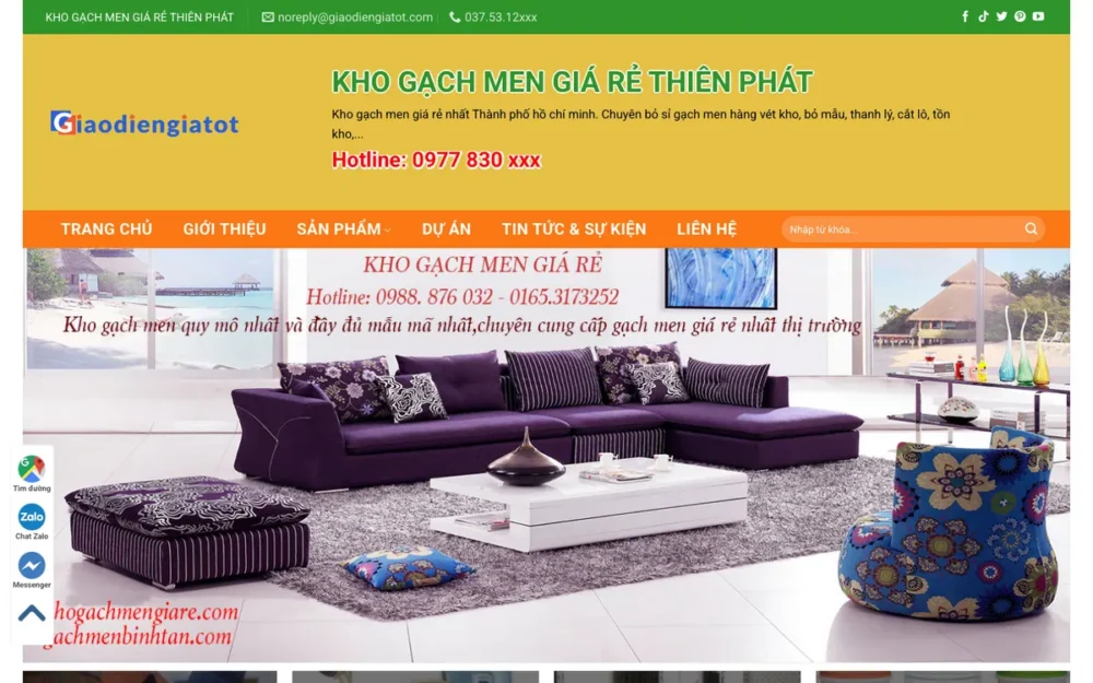 Mẫu Website Kho Gạch Men Giá Rẻ, Bán Sỉ – GACHMEN