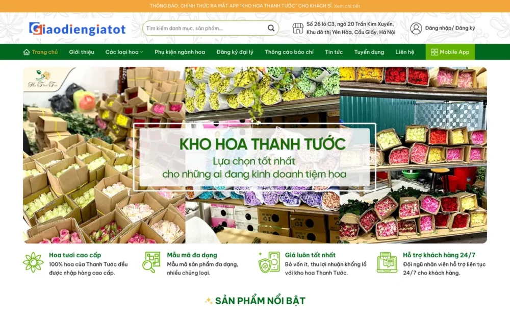 Mẫu Website Kho Hoa Tươi Bán Sỉ Cho Tiệm Hoa – SHOPHOA5