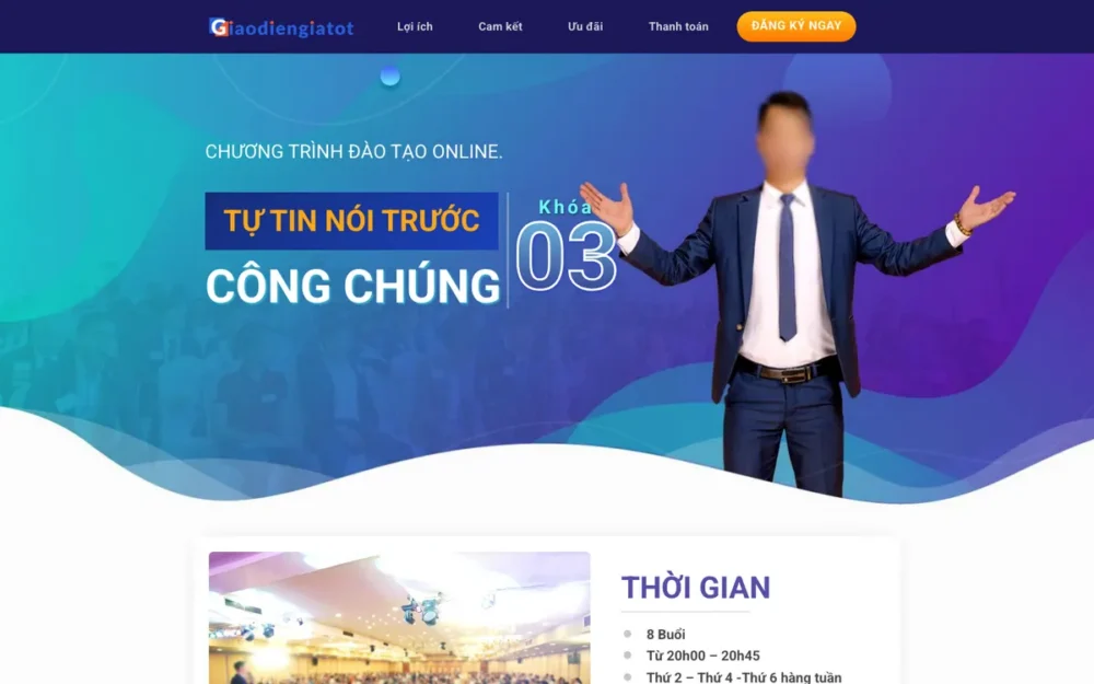 Mẫu Website Landing Khóa Học Nói Trước Công Chúng – KHOAHOC2