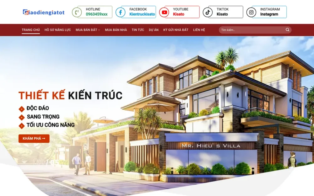 Mẫu Website Kiến Trúc Kết Hợp Mua Bán Nhà Đất – KIENTRUC5