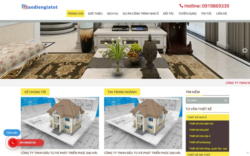 Mẫu Website Kiến Trúc Nhà Ở & Tiểu Cảnh Sân Vườn – NOITHATCNV