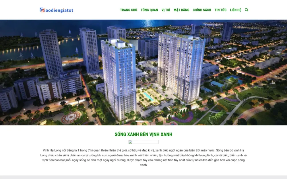 Mẫu Website Landing Dự Án Căn Hộ Ven Vịnh Biển – GREENBAY