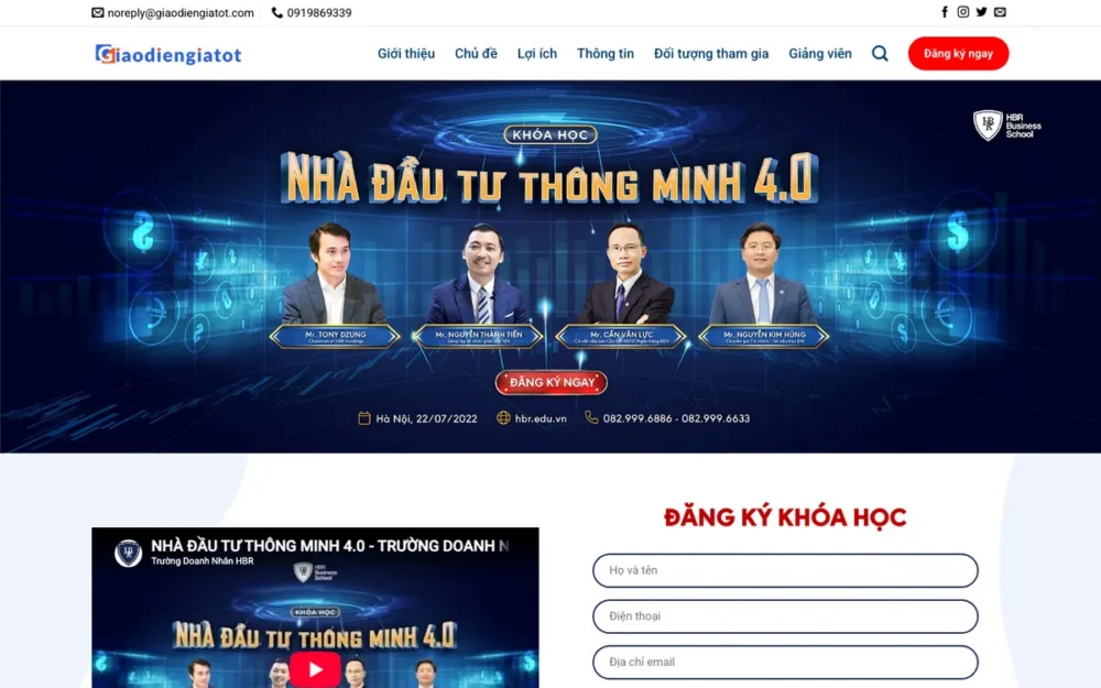 Mẫu Website Landing Khóa Học Kiến Thức Đầu Tư – KHOAHOCDAU