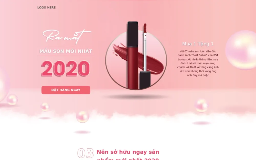 Mẫu Website Landing Page Bán Son Môi Tông Hồng – SON