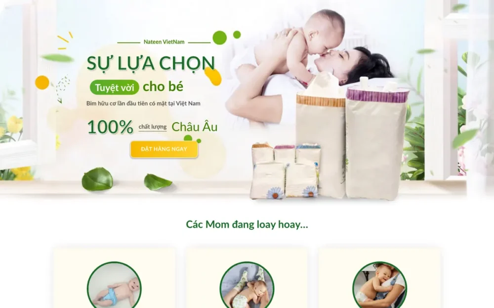 Mẫu Website Landing Page Bỉm Hữu Cơ Cho Bé – BIMMEBE