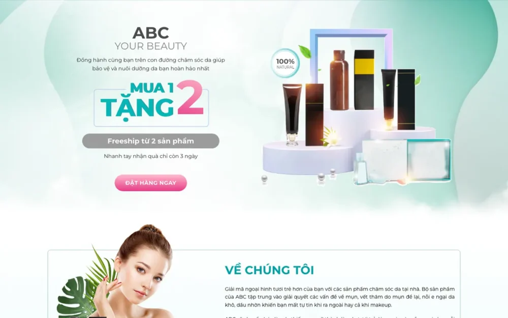 Mẫu Website Landing Page Bộ Mỹ Phẩm Trị Mụn – BOMYPHAMNU