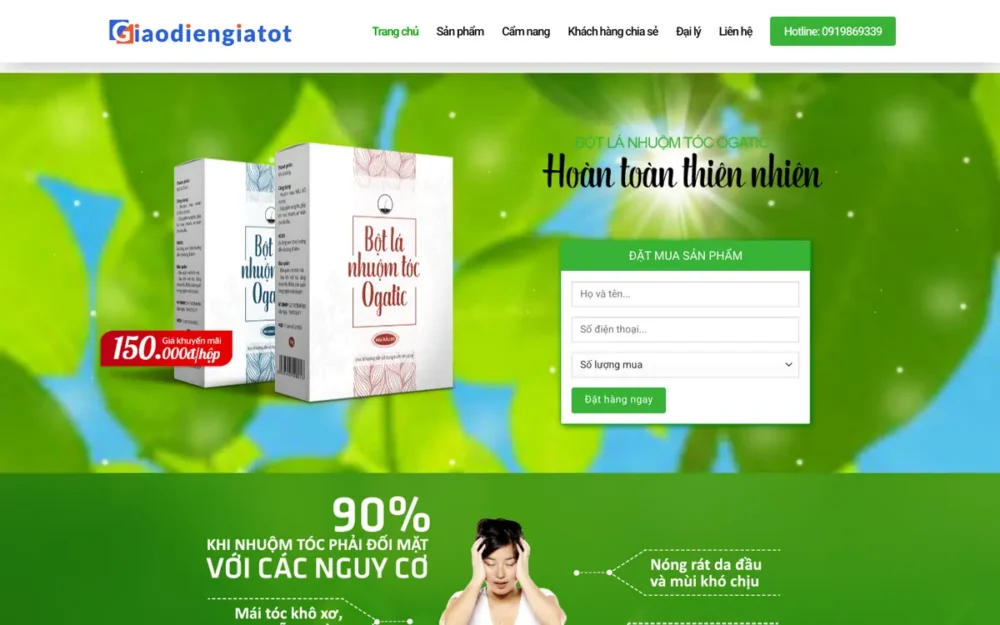 Mẫu Website Landing Page Bột Lá Nhuộm Tóc – DUOCPHAM3
