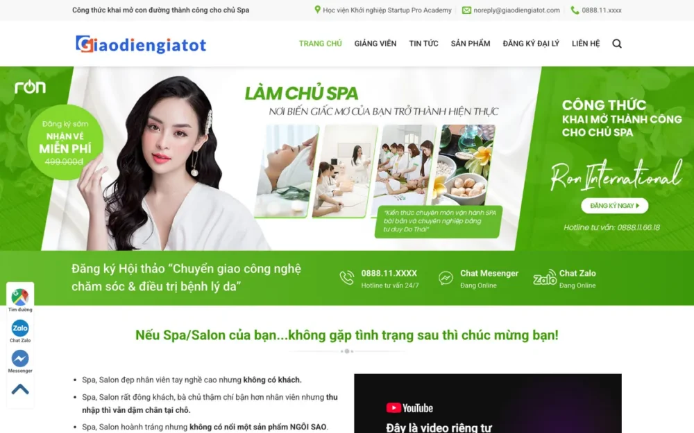 Mẫu Website Landing Page Hội Thảo Cho Chủ Spa – EDU10