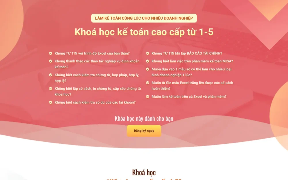 Mẫu Website Landing Page Khóa Học Kế Toán Online – KHOAHOCKETOAN