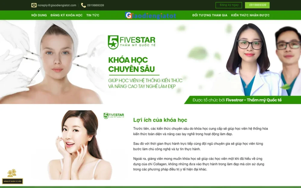Mẫu Website Landing Page Khóa Học Thẩm Mỹ – HOCLAMDEP