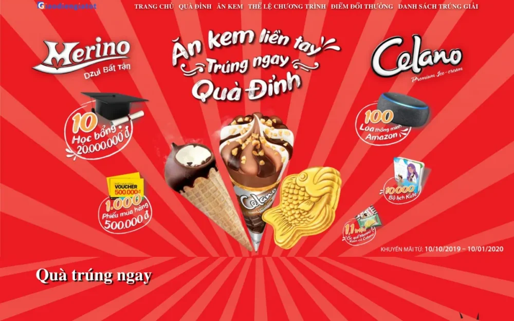 Mẫu Website Landing Page Khuyến Mãi Trúng Thưởng – MERINO
