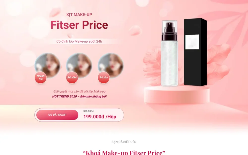 Mẫu Website Landing Page Xịt Khóa Trang Điểm – XITMAKEUP