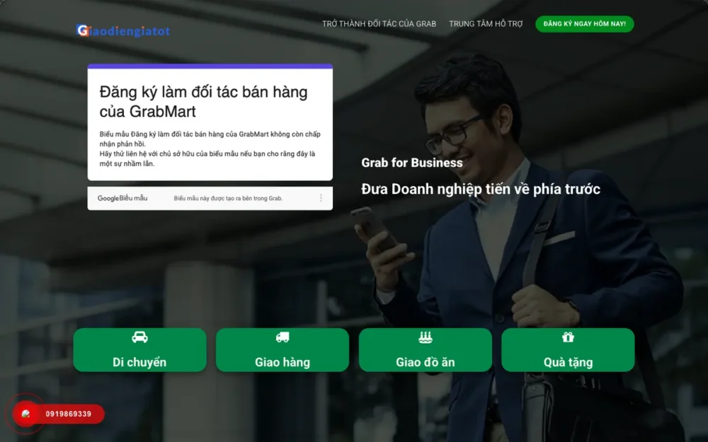 Mẫu Website Landing Page Ứng Dụng Gọi Xe, Giao Hàng – GRAB