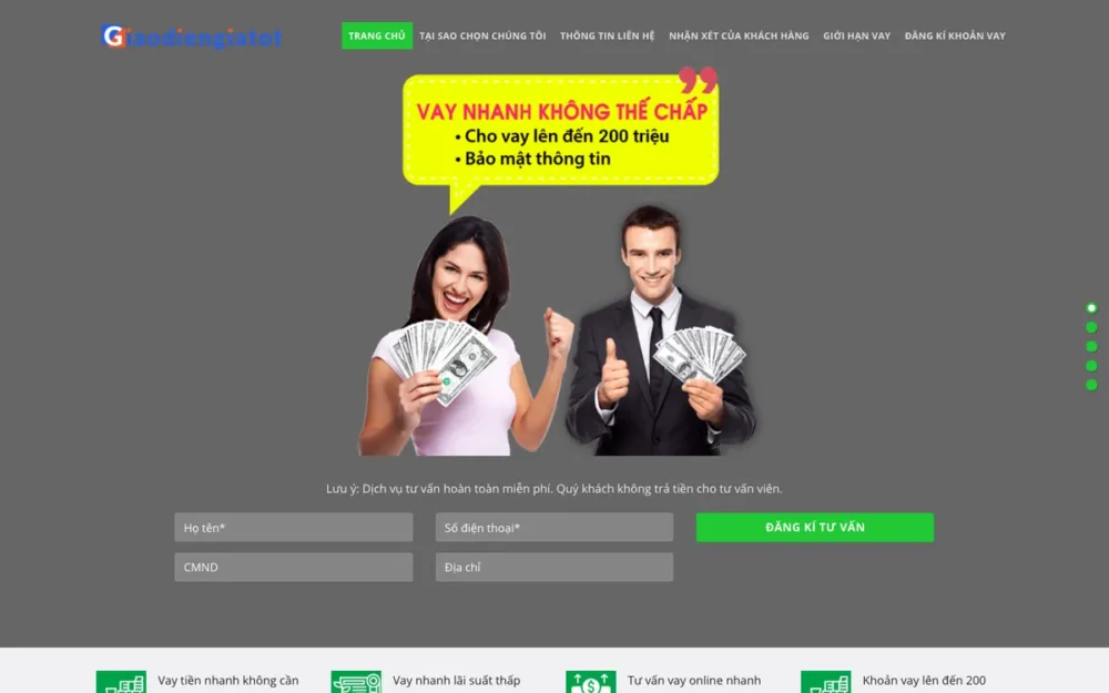 Mẫu Website Landing Page Vay Tiêu Dùng Có Tính Lãi – VAYTIENNHANH